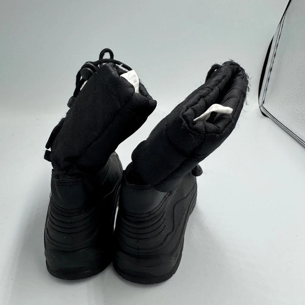 Toddler Boy Girl Size 6 Black Winter Snow Boots Shoes with Drawstring Closure